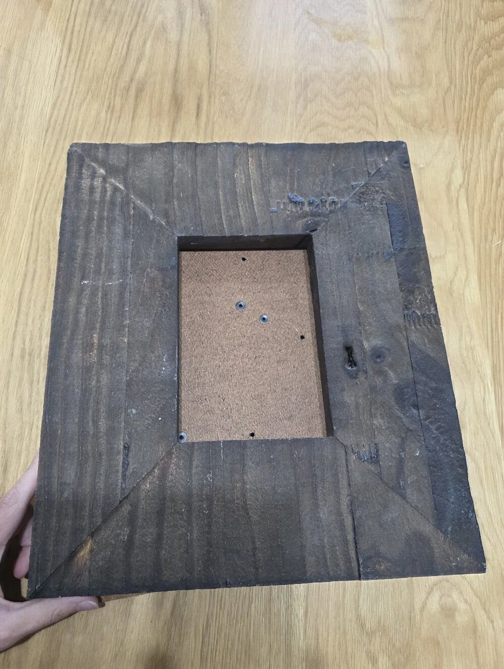 Rustic Dark Brown Wooden Photo Frame W/key Hole